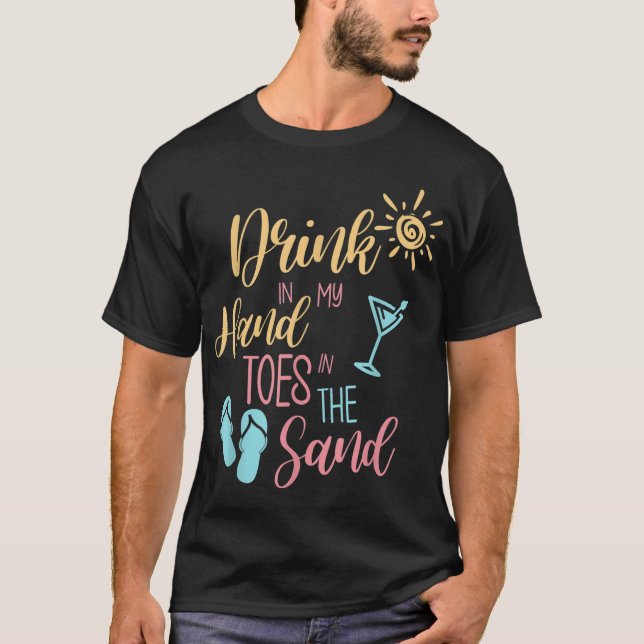 Camiseta Bebida Com As Palmas Na Areia (Frente)