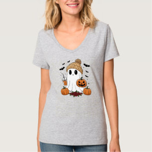 Camiseta Bebida de Abóbora e Rosas de Beanie de Halloween