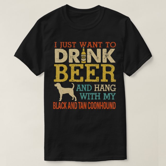 Camiseta Bebida De Cerveja Preta E Tan Coonhound Com D (Frente do Design)