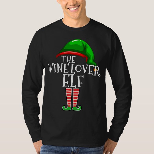 Camiseta Bebida De Natal Familiar Do Vinho Elf Que Combina  (Frente)