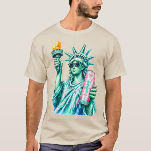 Camiseta Bebida Energética de Algodão Doce da Estátua da Li