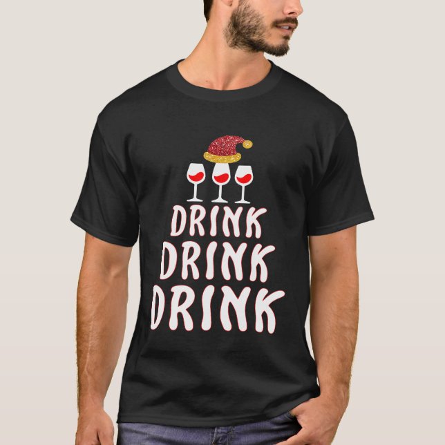 Camiseta Bebida Engraçada Bebida Bebado Natal Suor feio (Frente)