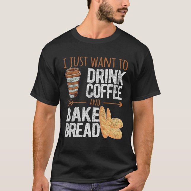 Camiseta Bebida Engraçada Pão De Assar De Café Retro V (Frente)