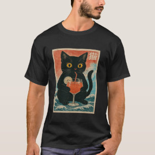 Camiseta Bebida Gata Preta Coquetel Suco Anime Kawaii Engra