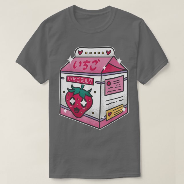 Camiseta Bebida japonesa com leite de morango Kawaii Manga  (Frente do Design)