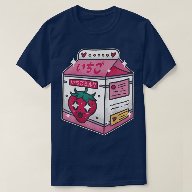 Camiseta Bebida japonesa com leite de morango Kawaii Manga  (Frente do Design)
