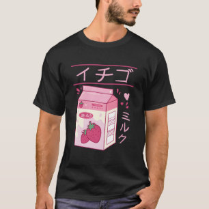Camiseta Bebida Japonesa de Morango com Vaporwave Kanji Kaw