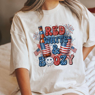 Camiseta Bebida Vermelha Branca E Embriagante 4 De Julho