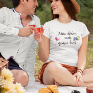 Camiseta Bebidas De Vinho Engraçam Amantes De Uva Dizendo