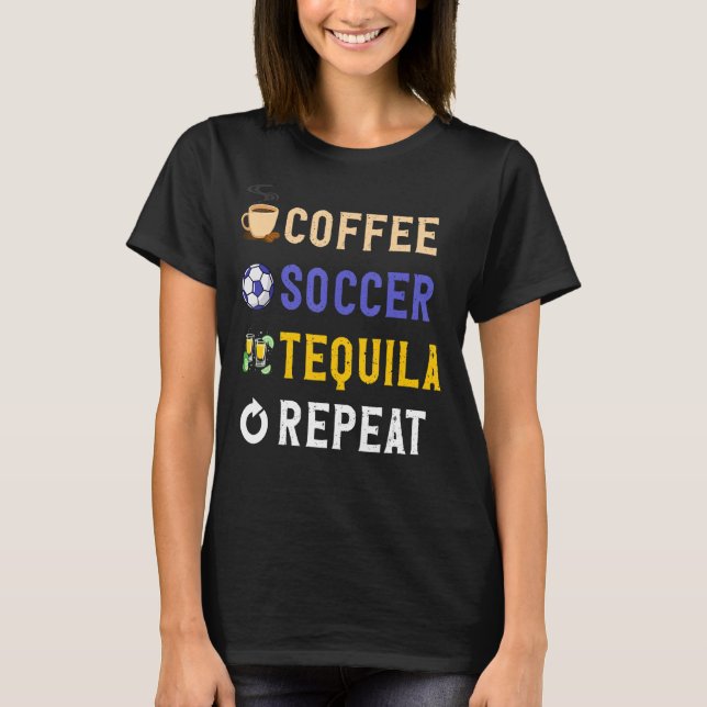 Camiseta Bebidas Engraçadas Com Lover Café, Futebol, Tequil (Frente)