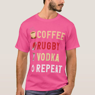 Camiseta Bebidas Engraçado Café Rugby Vodka Repetir