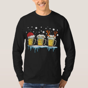 Camiseta Bebidas Natal Mugs Santa Hat Xmas Luzes Reincervej