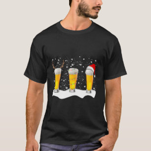 Camiseta Bebidas Papais noeis Reindeer Xmas Luzes Presentes