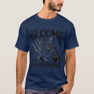 Camiseta Become Ungovernable - Black Cat Biting Hand Funny