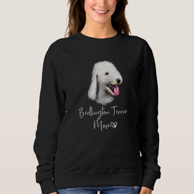 Camiseta Bedlington Terrier Mãe Cachorro Cachorro Bonito (Frente)