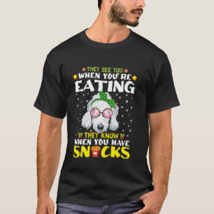 Camiseta Bedlington Terrier Nos Vê Quando Você Come Snack C