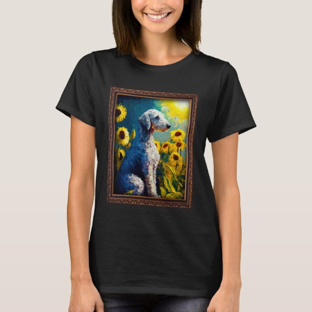 Camiseta Bedlington Terrier Painting Sunflower Flower Mom W (Frente)