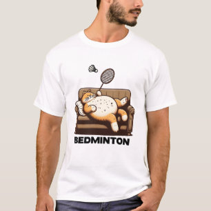 Camiseta Bedminton Cat Engraçado