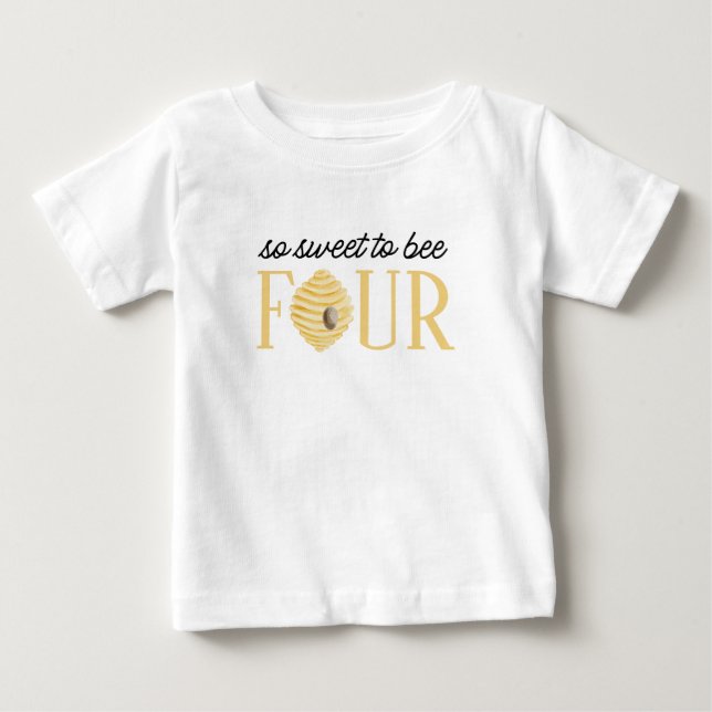 Camiseta Bee 4º Aniversário Doce como uma Abelha a (Frente)