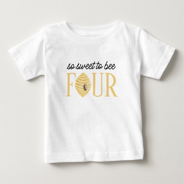 Camiseta Bee 4º Aniversário Doce para ser Quatro (Frente)