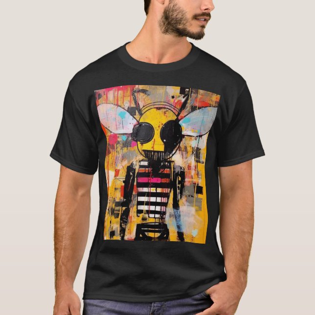 Camiseta Bee Character Art Grunge Pop Art Insect Hybrid  (Frente)