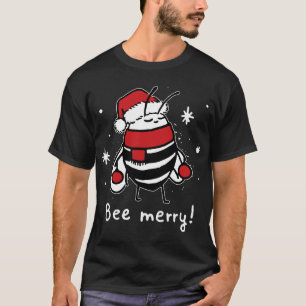 Camiseta Bee Feliz Natal - abelha veste santa hat Xmas Gif