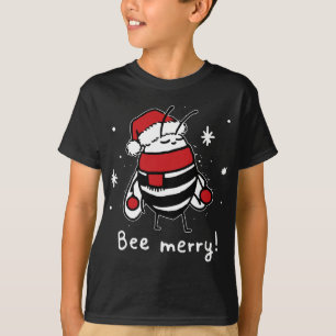 Camiseta Bee Feliz Natal - abelha veste santa hat Xmas Gif