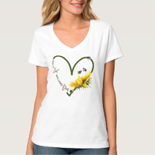 Camiseta BEE GIRL LOVE Watercolor Coração de girassol Coraç