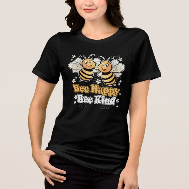 Camiseta Bee Happy Bee Kind Design (Frente)