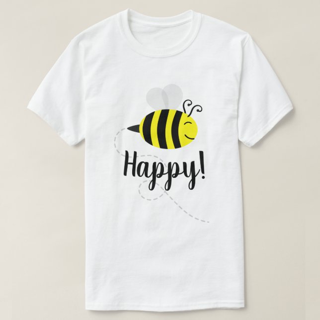 Camiseta "Bee Happy" Feliz Sorriso de abelhas (Frente do Design)