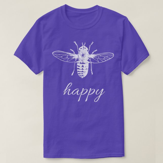 Camiseta Bee Happy Playful Vintage Graphic Tee Design (Frente do Design)