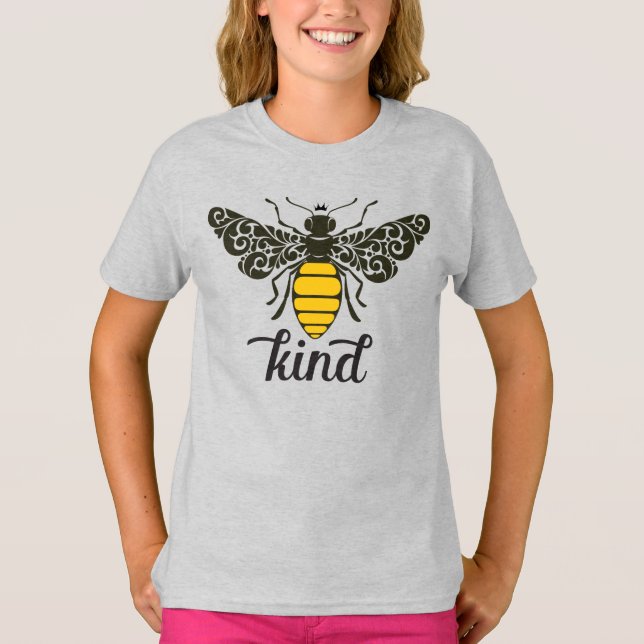 Camiseta Bee Kind | Ser gentil | Abelhas Ornamentados (Frente)