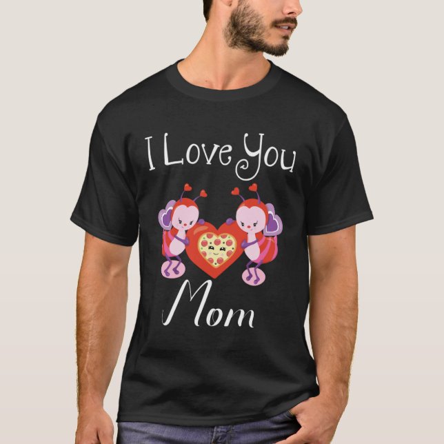 Camiseta Bee  Mom Happy Mother s Day Pizza Heart (Frente)