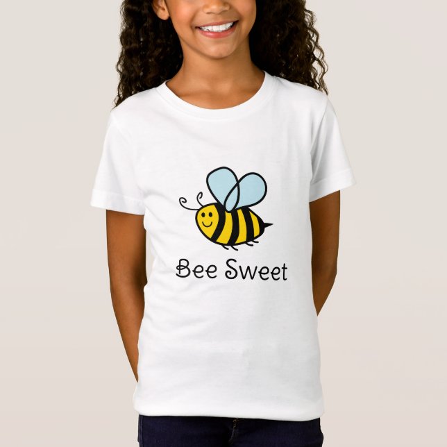 Camiseta Bee Sweet fofa cartoon t shirt para raparigas (Frente)