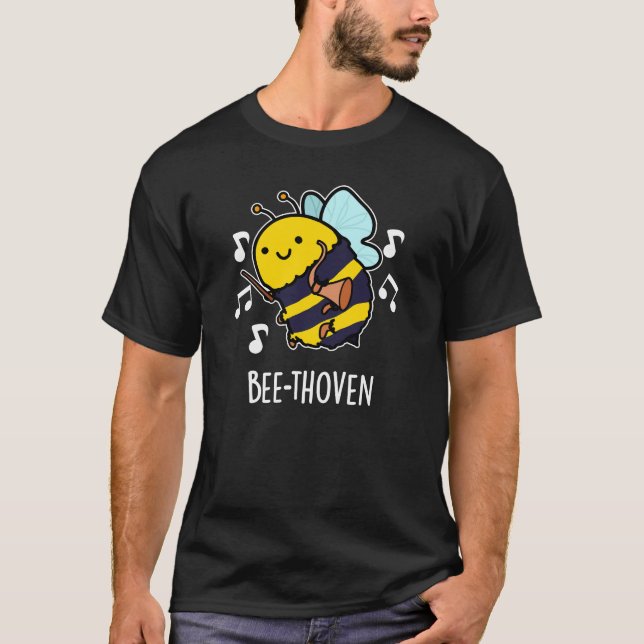 Camiseta Bee Thoven Funny Music Bee Pun Dark BG (Frente)