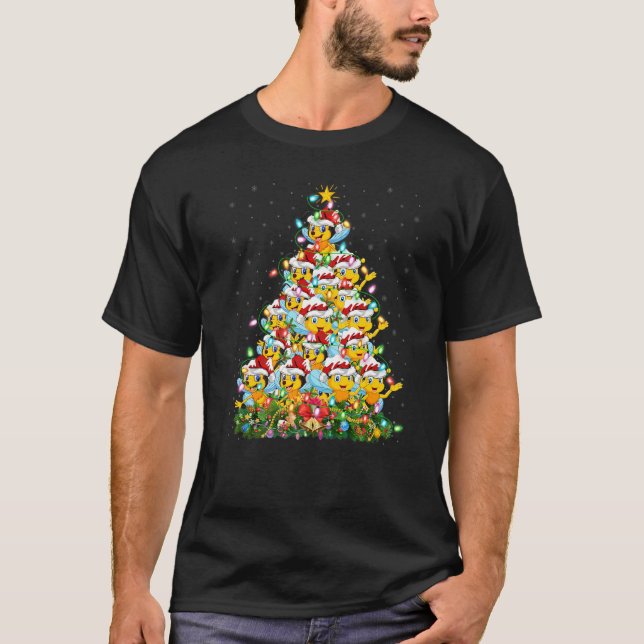 Camiseta Bee Xmas Papais noeis Bee Árvore de Natal (Frente)