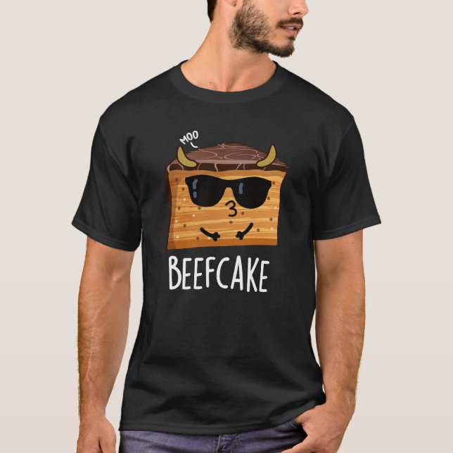Camiseta Beefcake engraçado trocadilho escuro BG (Frente)