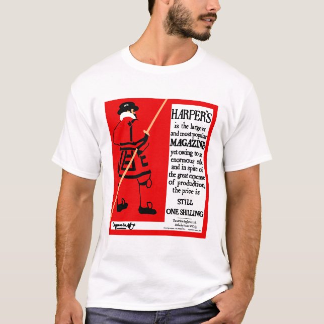Camiseta Beefeater da Revista do poster vintage Harper (Frente)