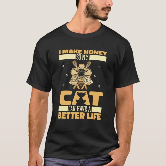 Camiseta Beekeeper Cat Bee Honey  Honeycomb Beekeeping (Frente)