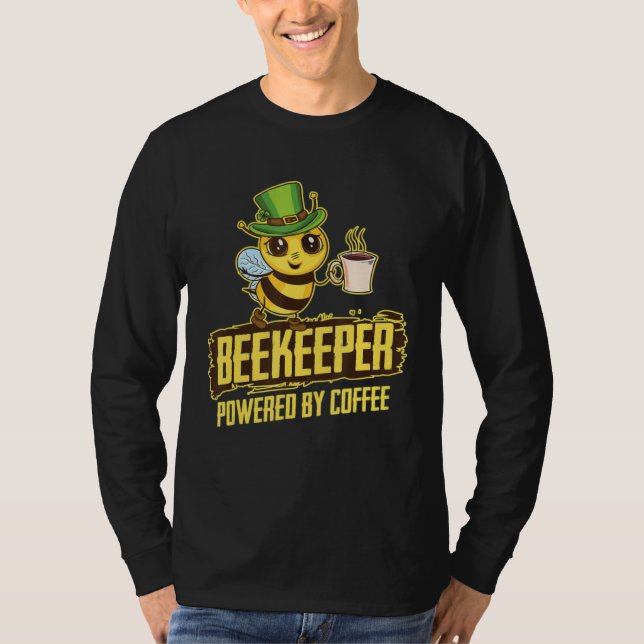 Camiseta Beekeeper Powered Coffee St Patrick Bee Beekeeping (Frente)
