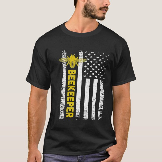 Camiseta Beekeeper Retro Style Patriotic Bee (Frente)