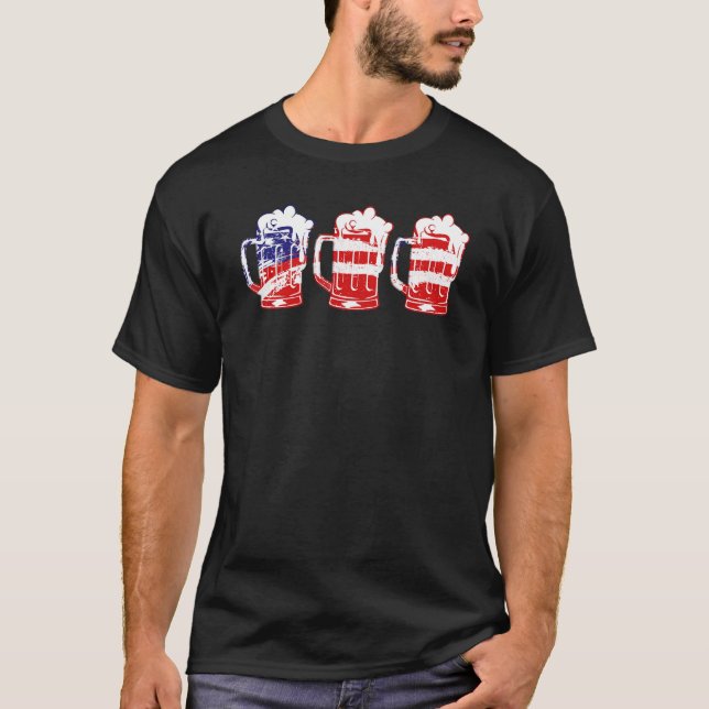 Camiseta Beer American Flag 4 De Julho Meric (Frente)