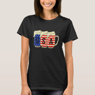 Camiseta Beer American Flag Bebendo 4 De Julho Mulheres