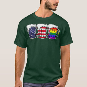 Camiseta Beer American Flag Orgulho gay Bebendo LGBT