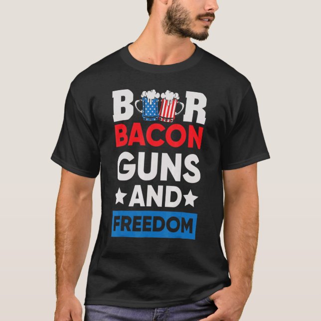 Camiseta Beer Bacon e Liberdade 4 de julho (Frente)