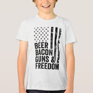 Camiseta Beer Bacon Guns & Freedom _ Usa Flag Churrasco