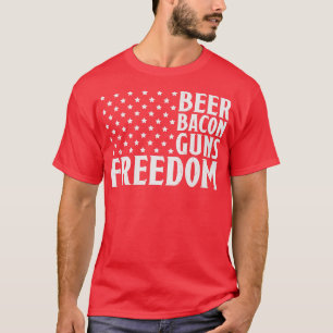 Camiseta Beer Bacon Guns e Freedom American Flag