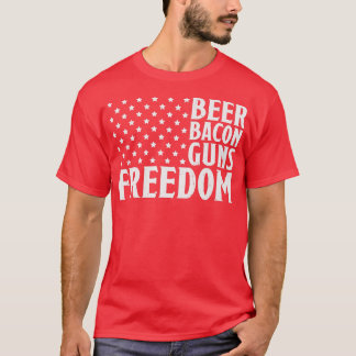 Camiseta Beer Bacon Guns e Freedom American Flag
