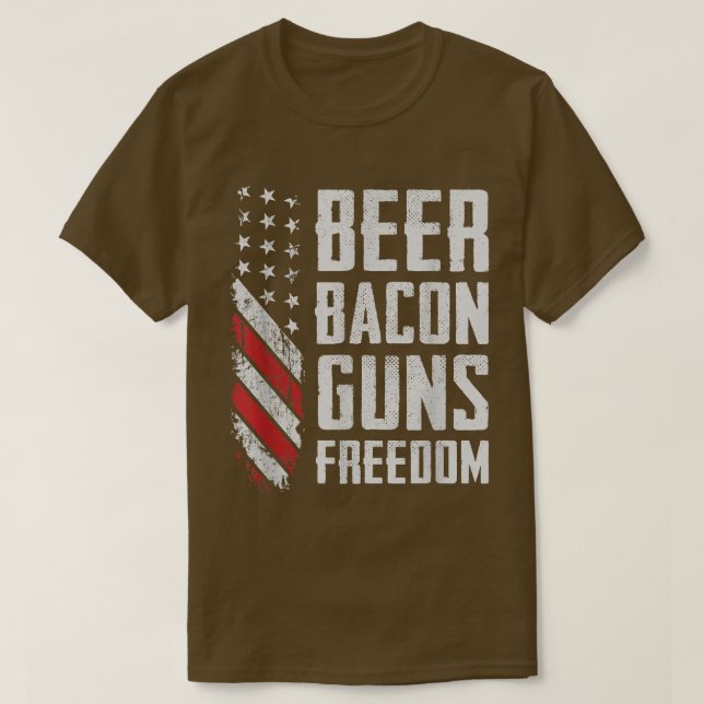 Camiseta Beer Bacon lança liberdade EUA CHURRASCO bandeira  (Frente do Design)