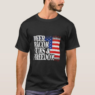 Camiseta Beer Bacon Liberdade para a Arma Americana Bandeir